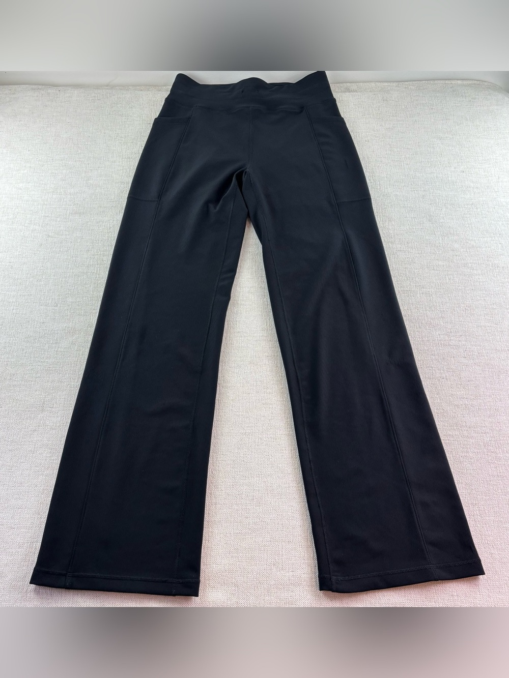 32 degrees Cool Women’s S athletic wide-Leg high rise ribbed Active Pants black